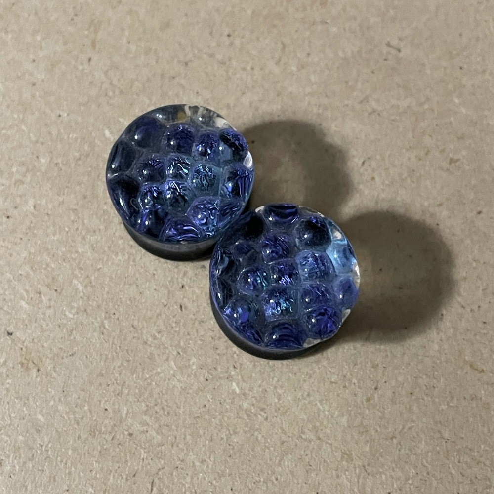3/4ths purple bubble foil glass plugs GWS